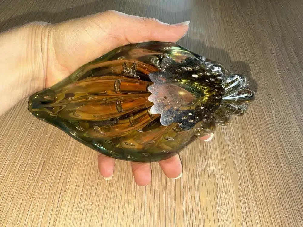 RARE MURANO GUILDCRAFT Art Glass Duck Bowl Dish Multicolor Beak Clear